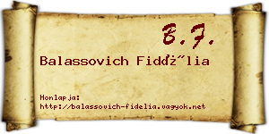 Balassovich Fidélia névjegykártya